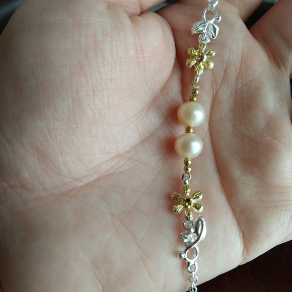 Sterling natural pearl bracelet artistic - Picture 6 of 8